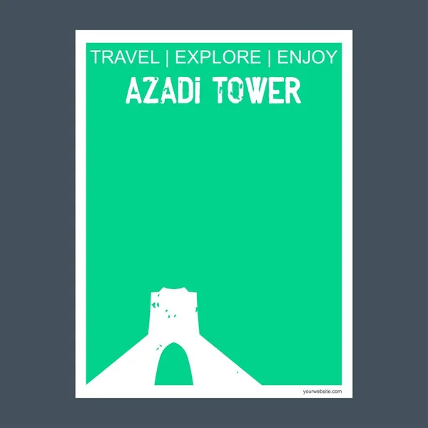 Azadi Tower Teheran Iran Pomnik Landmark Broszura Płaski Styl Typography — Wektor stockowy