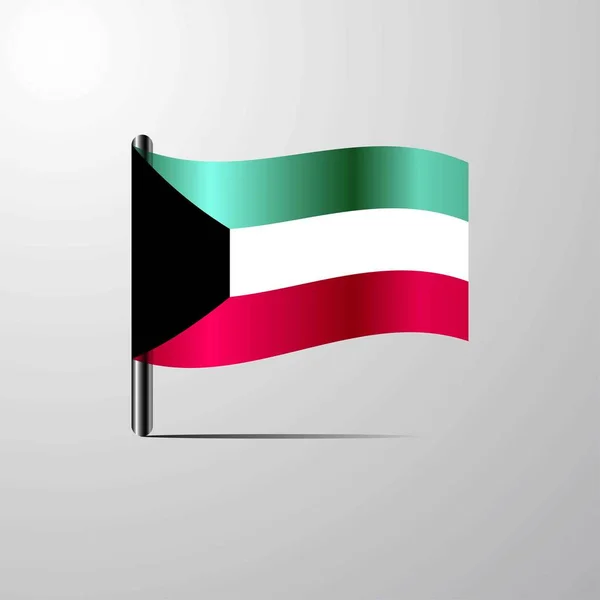 Kuwait Acenando Com Bandeira Brilhante Vetor Design — Vetor de Stock