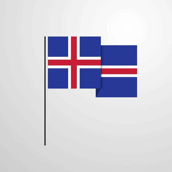 Integetett Zászló Design Vektor Izland — Stock Vector
