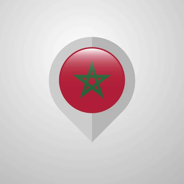 Karte Navigationszeiger Mit Marokko Flagge Design Vektor — Stockvektor