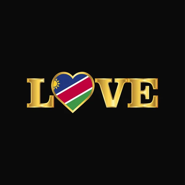 Tipografia Golden Love Namibia Flag Design Vector — Vettoriale Stock