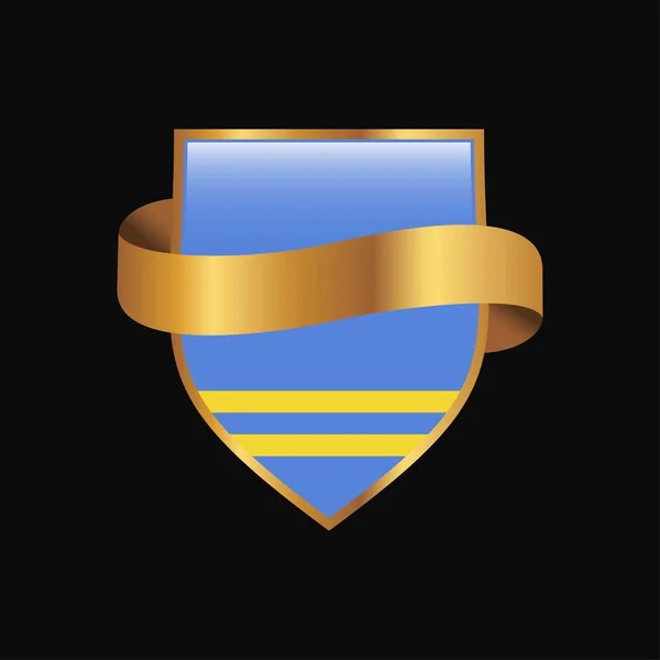Aruba Vlag Gouden Badge Ontwerp Vector — Stockvector