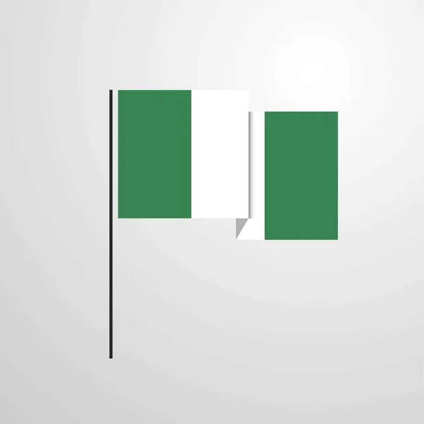 Nigeria Ondeando Bandera Diseño Vector — Archivo Imágenes Vectoriales