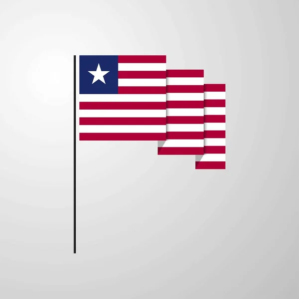 Liberia Macha Flagą Twórczy Tle — Wektor stockowy