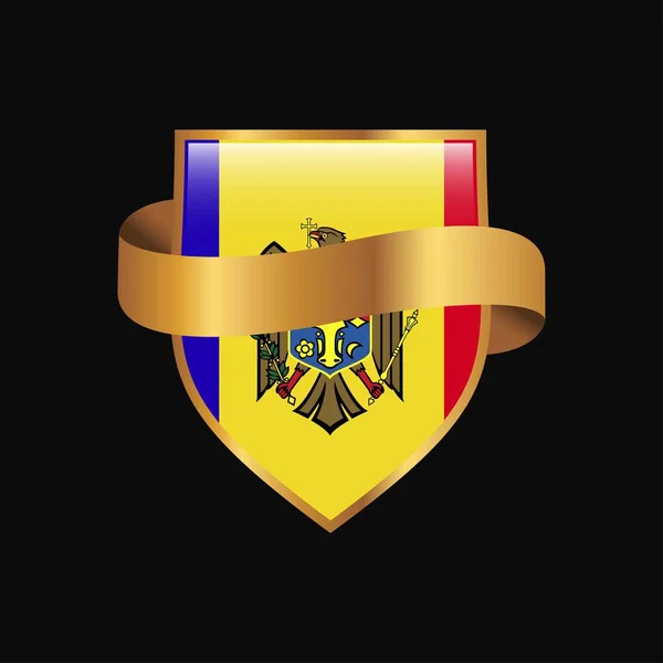 Moldavia Bandera Golden Badge Design Vector — Vector de stock