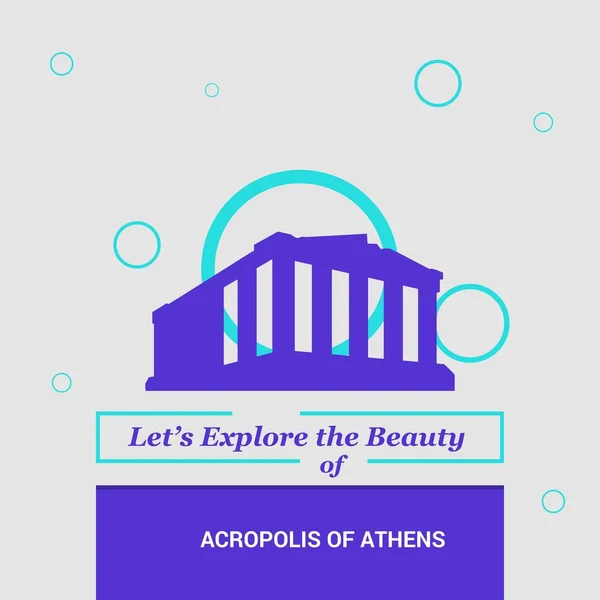 Vamos Explorar Belleza Acrópolis Atenas Grecia Monumentos Nacionales — Vector de stock