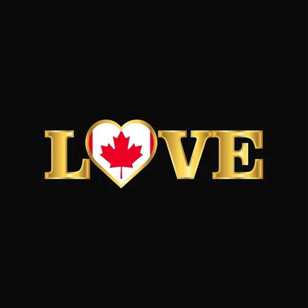 Golden Love Typography Canada Flag Design Vector — Stock Vector