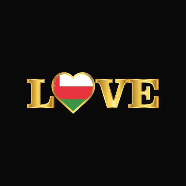 Tipografia Golden Love Oman Flag Design Vector — Vettoriale Stock