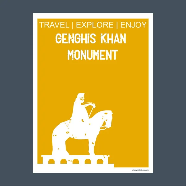 Monument Genghis Khan Ulanbataar Mongolie Brochure Historique Style Plat Vecteur — Image vectorielle