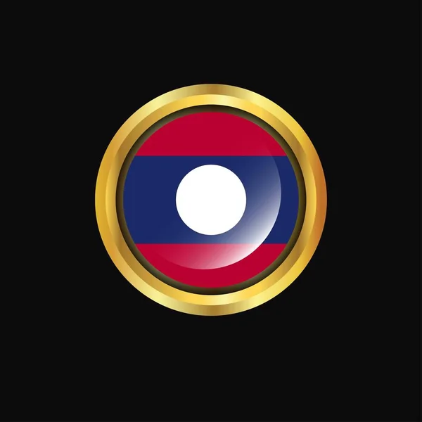 Laos Bayrağı Altın Düğme — Stok Vektör