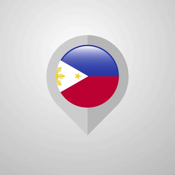 Mapa Navigační Ukazatel Filipíny Vlajky Designu Vektor — Stockový vektor
