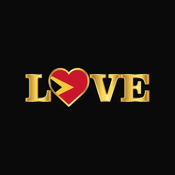 Golden Love Typography East Timor Flag Design Vektor — Stockvektor