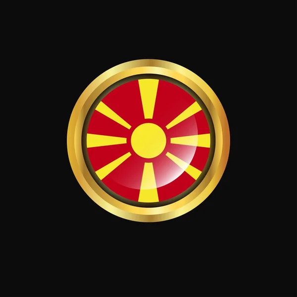 Flaga Macedonii Złoty Przycisk — Wektor stockowy