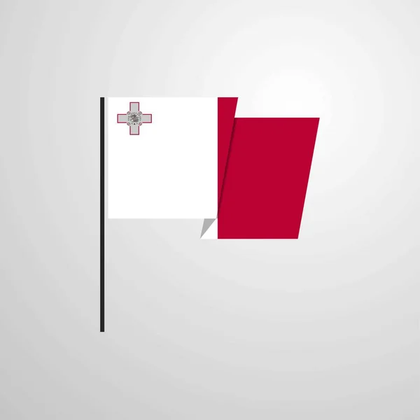 Μάλτα Κυματίζει Σημαία Διανυσματική Σχεδίαση — Διανυσματικό Αρχείο