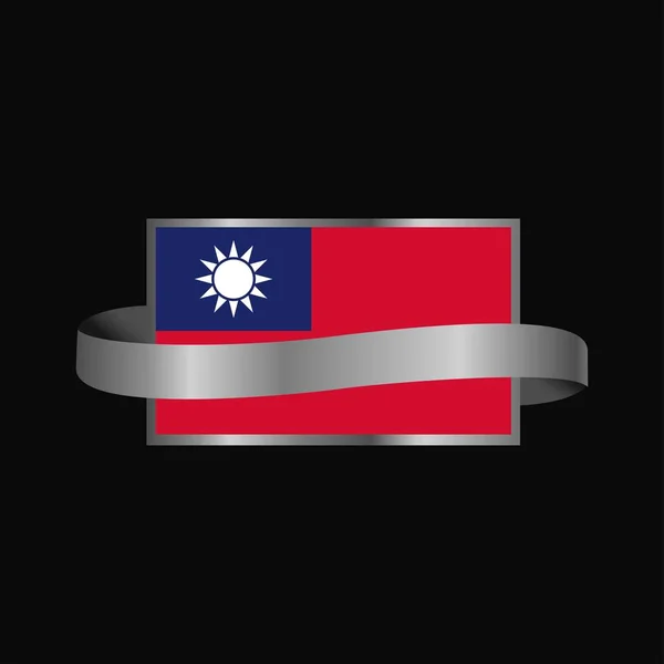 Taiwan Flag Ribbon Banner Design — Stock Vector
