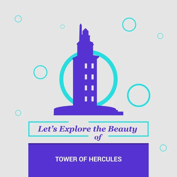 Erkunden Wir Die Schönheit Des Herkules Corua Spaniens Nationaldenkmal — Stockvektor