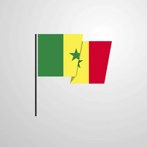 Senegal Viftande Flagga Design Vektor — Stock vektor