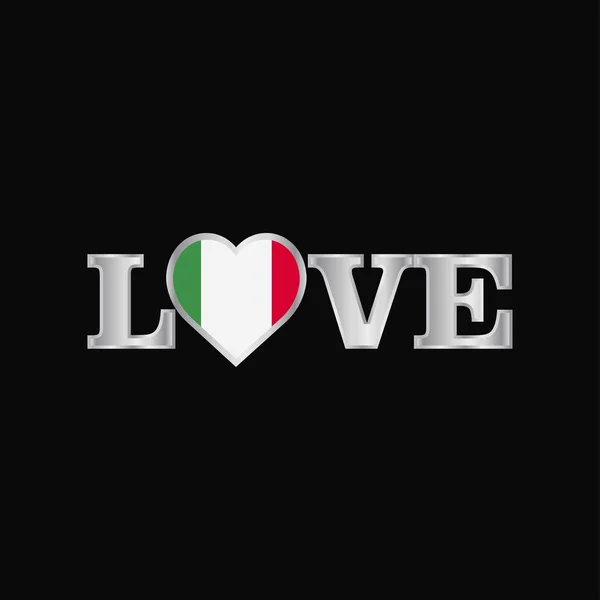 Love Typography Italy Flag Design Vector — Stock Vector