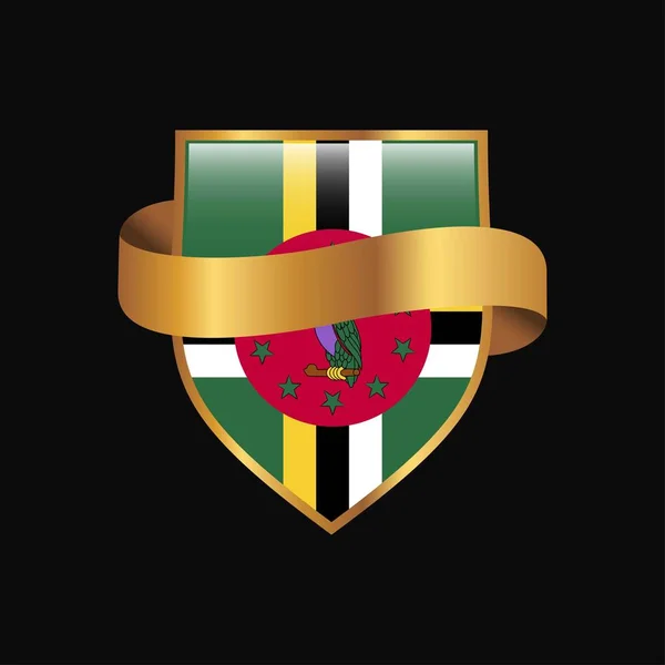 Bandeira Dominica Emblema Dourado Vetor Design — Vetor de Stock