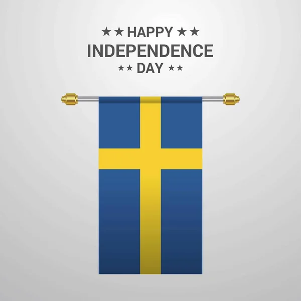 Svédország Függetlenség Napja Függő Zászló Háttér — Stock Vector