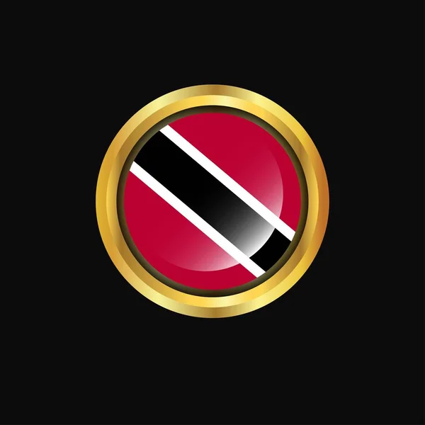 Flaga Trynidadu Tobago Złoty Przycisk — Wektor stockowy