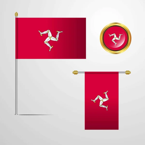 Isle Man Flaggan Ikonen Vektorillustration — Stock vektor