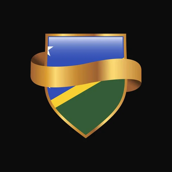 Salomonseilanden Vlag Gouden Badge Ontwerp Vector — Stockvector