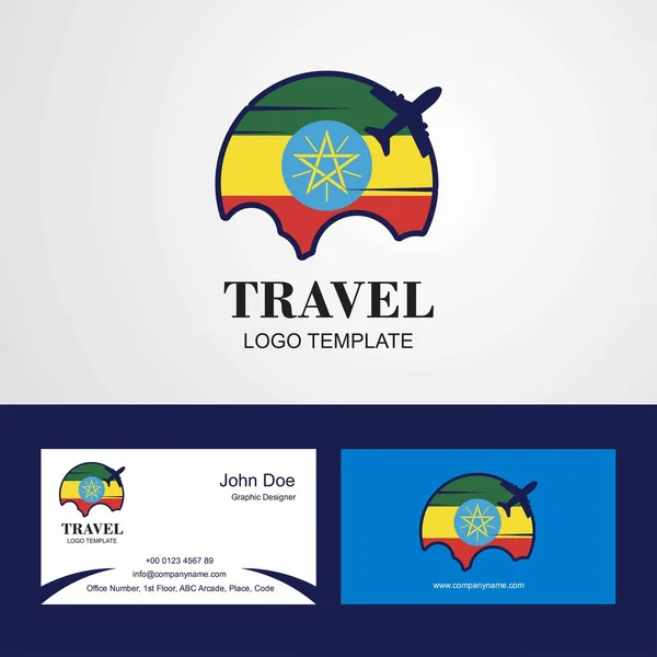 Ταξίδια Αιθιοπία Σημαία Λογότυπο Και Σχεδιασμό Επισκεπτήριο — Διανυσματικό Αρχείο