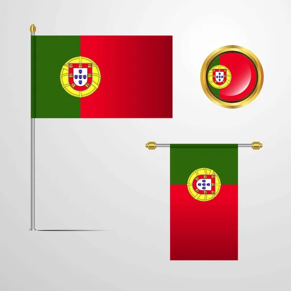 Portugiesische Flagge Symbol Vektor Illustration — Stockvektor