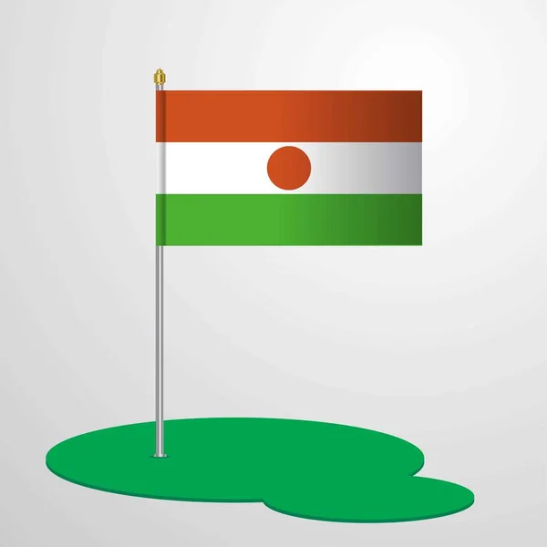 Niger Flaggstång Vektorillustration — Stock vektor