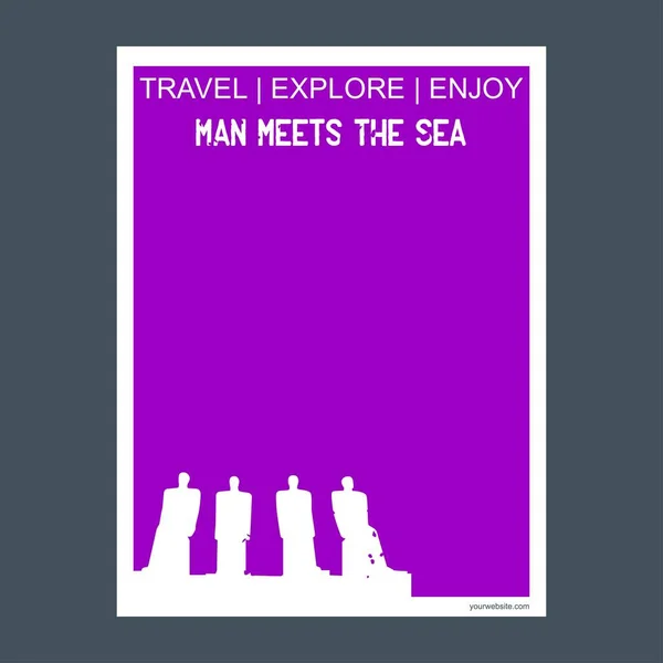 Czlowiek Spotyka Morze Jutlandii Pomnik Landmark Broszura Płaski Typografia Wektor — Wektor stockowy
