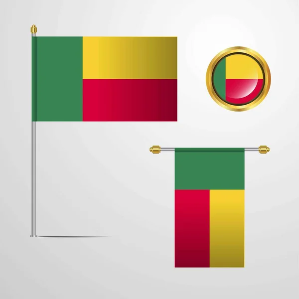 Benin Flaga Ikona Ilustracja Wektorowa — Wektor stockowy