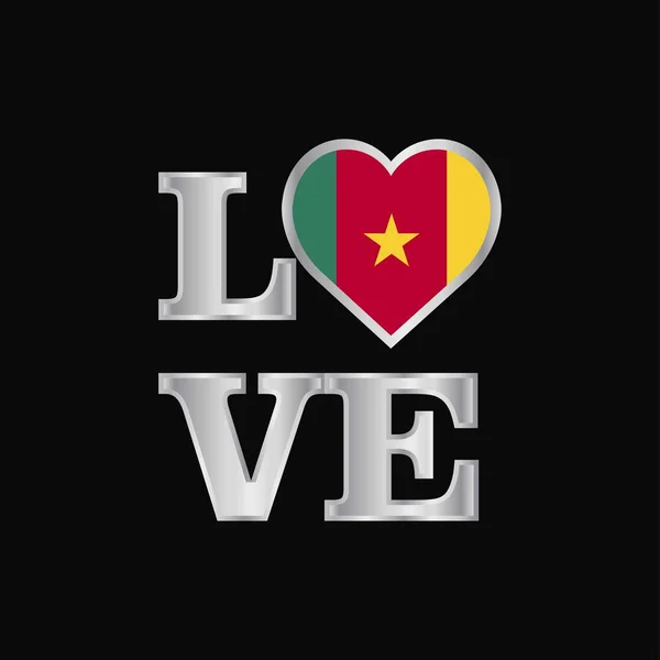 Amore Tipografia Camerun Bandiera Disegno Vettore Bella Lettering — Vettoriale Stock