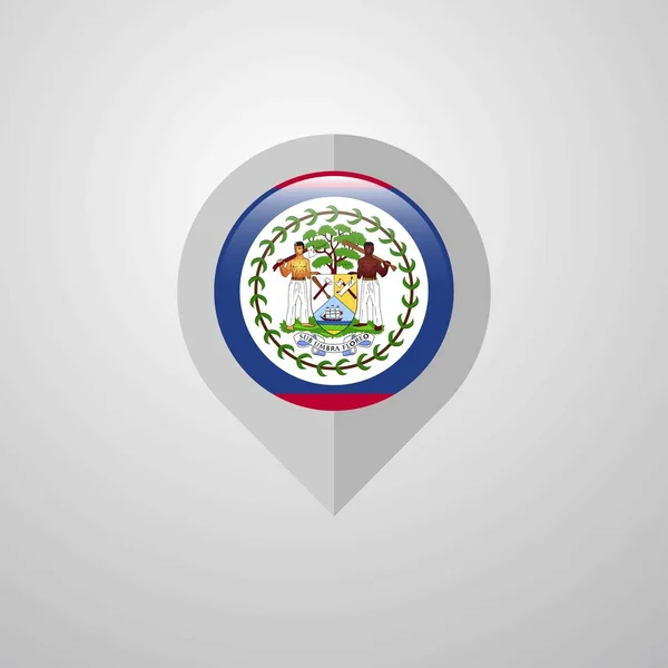 Mappa Indicatore Navigazione Con Vettore Progettazione Bandiera Belize — Vettoriale Stock