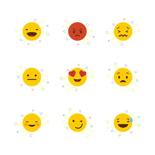 Set Gelber Emojis Designvektoren — Stockvektor