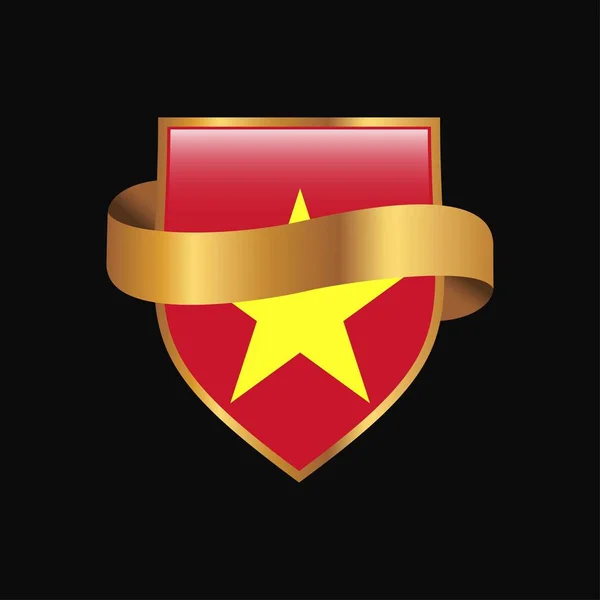 Vietnam Bandera Oro Insignia Diseño Vector — Vector de stock
