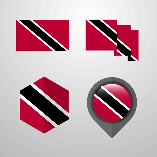 Trinidad Tobago Flag Design Set Vettoriale — Vettoriale Stock