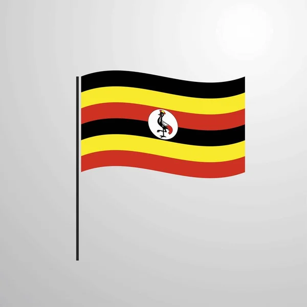 Uganda Sventola Bandiera Illustrazione Vettoriale — Vettoriale Stock