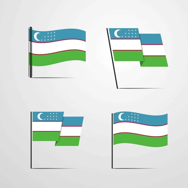 Uzbekistán Vlajka Ikonu Vektorové Ilustrace — Stockový vektor