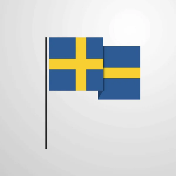 Švédsko Mává Vlajkou Designu Vektor — Stockový vektor