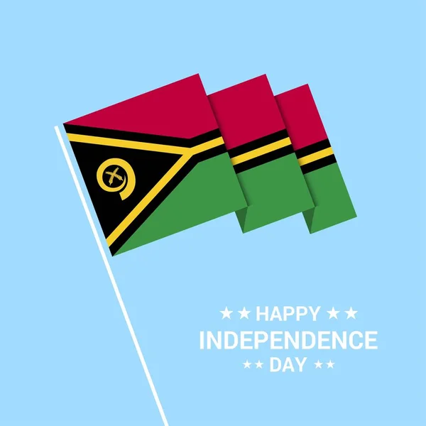 Vanuatu Diseño Tipográfico Del Día Independencia Con Vector Bandera — Vector de stock