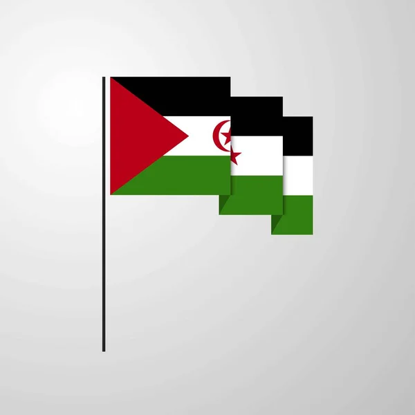 Sahara Occidental Agitant Drapeau Fond Créatif — Image vectorielle