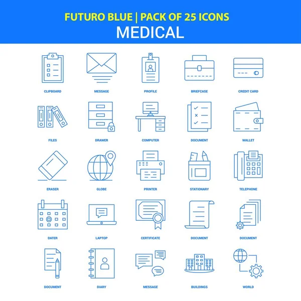 Ícones Médicos Pacote Ícones Futuro Blue — Vetor de Stock
