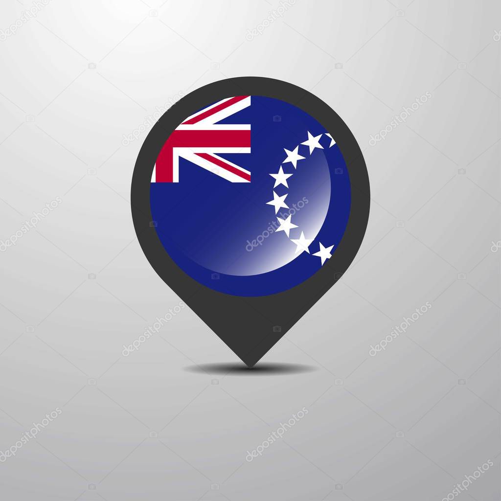Cook Islands Map Pin, vector illustration