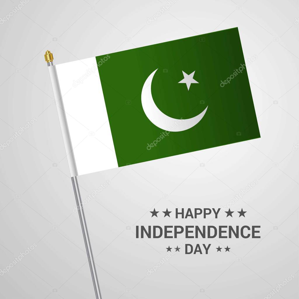 Pakistan Independence day typographic design with flag vector