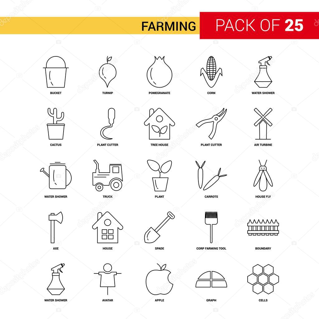 Farming Black Line Icon - 25 Business Outline Icon Set