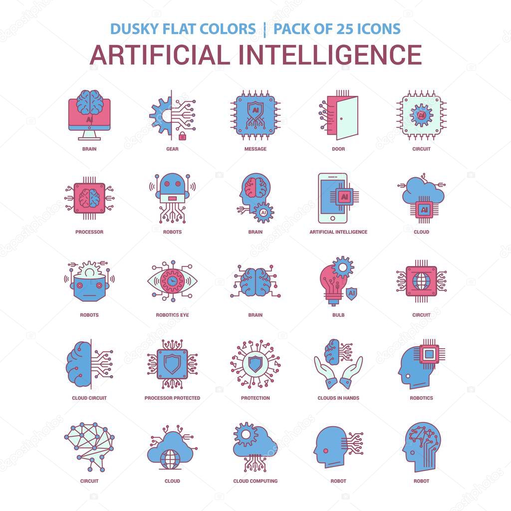 Artificial Intelligence icon Dusky Flat color - Vintage 25 Icon Pack