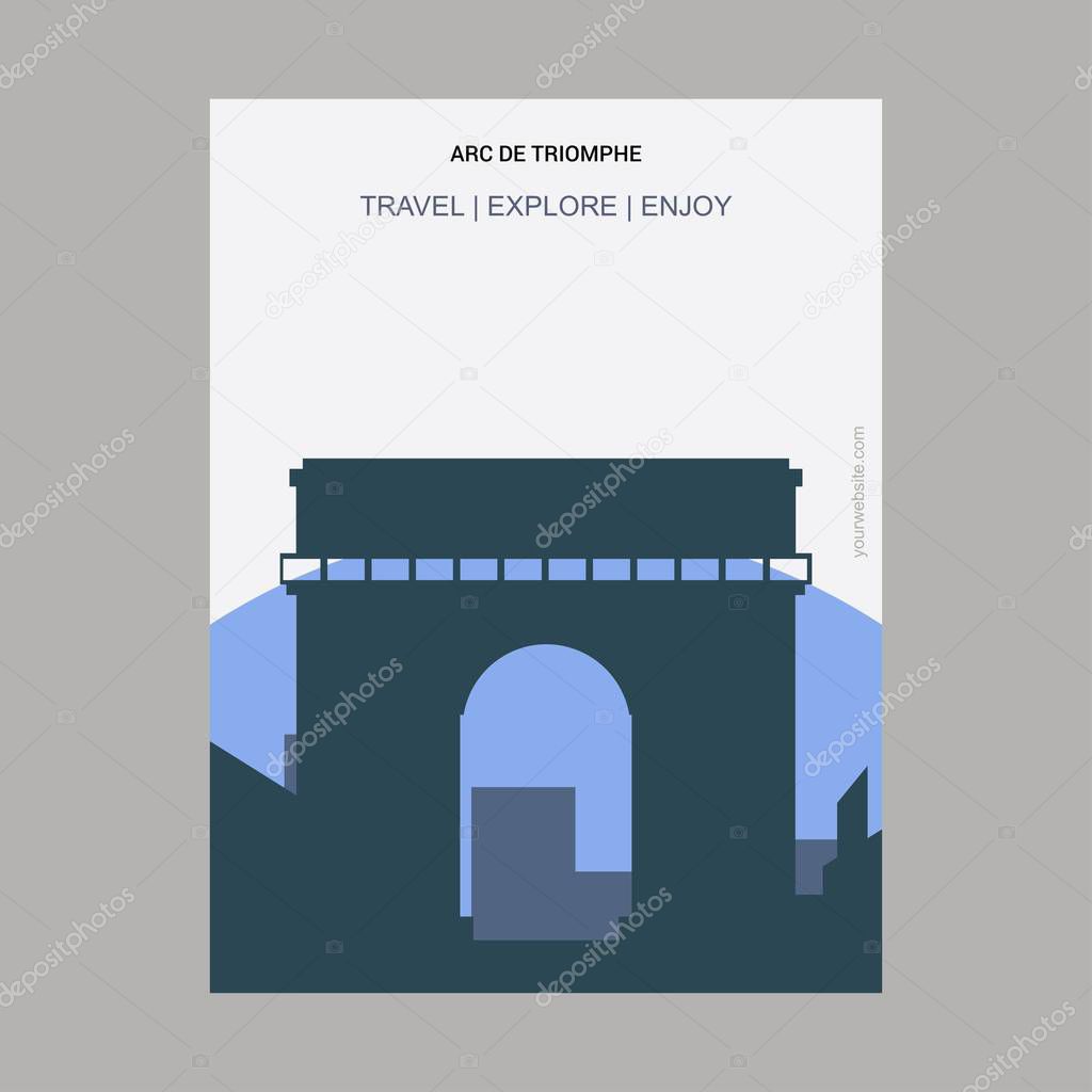Arc De Triomphe , Place Charles de Gaulle Vintage Style Landmark Poster Template