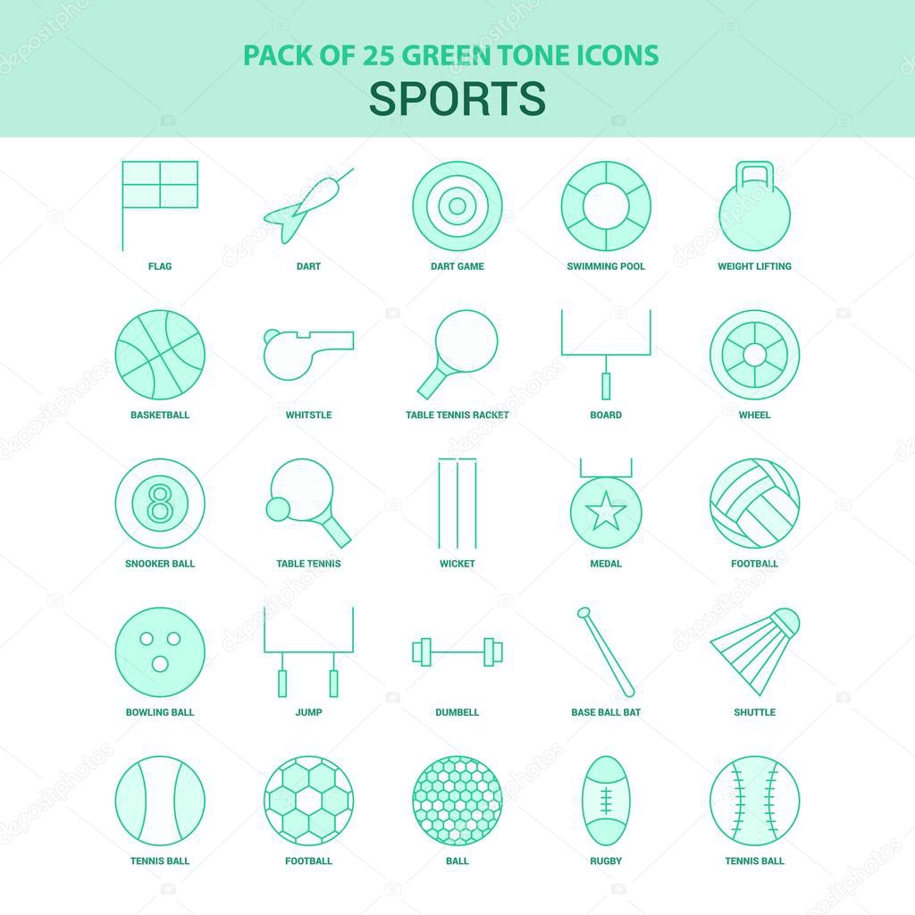 25 Green Sports Icon set