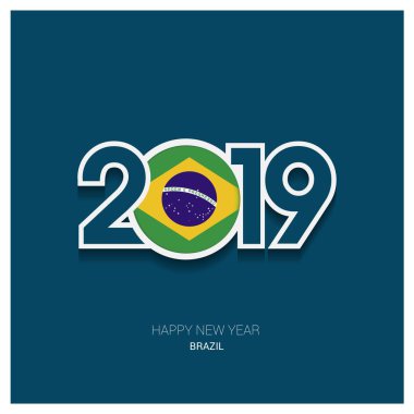 2019 Brezilya tipografi, mutlu yeni yıl arka plan